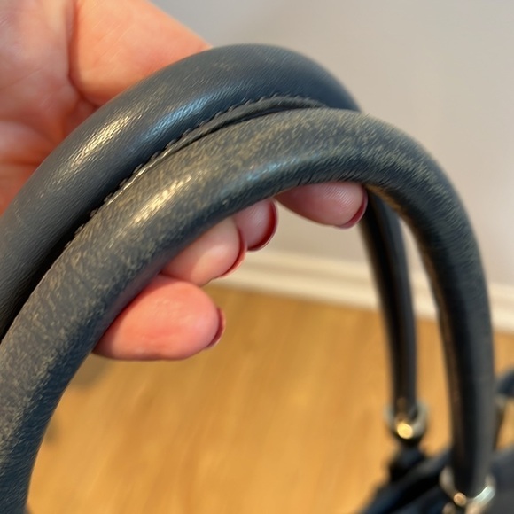 Cole Haan slate blue/grey Womens Shoulder Purse Crossbody Strap Gold Details - Picture 15 of 15